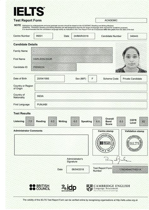 IELTS TRF (Test Report Form) .